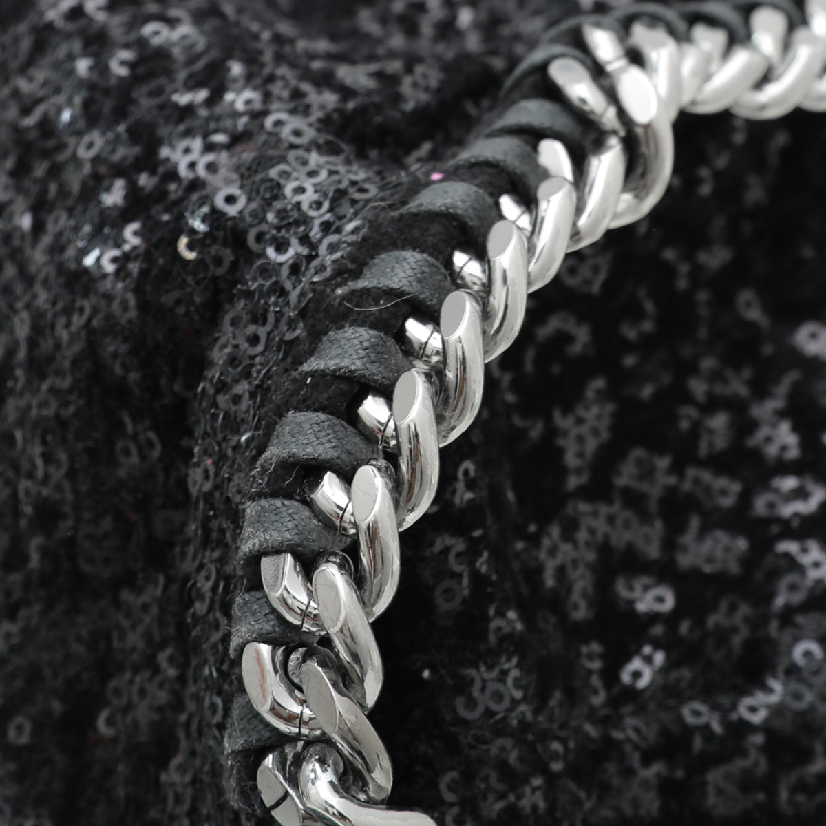 Stella Mccartney Black Velvet Sequins Falabella Tote Bag-Stella Mccartney-THE CLOSET