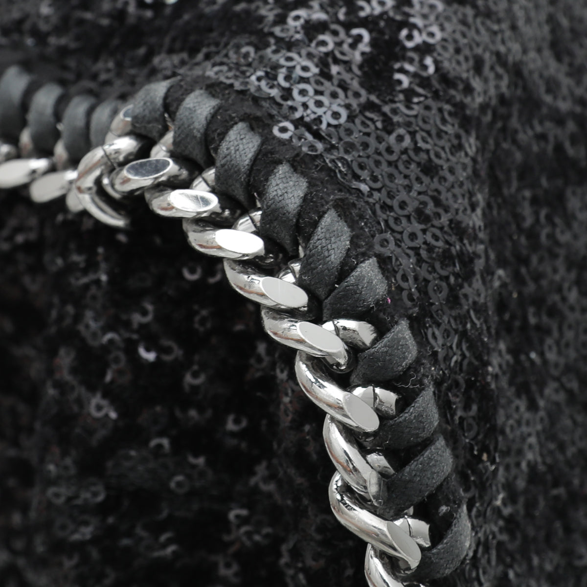 Stella Mccartney Black Velvet Sequins Falabella Tote Bag