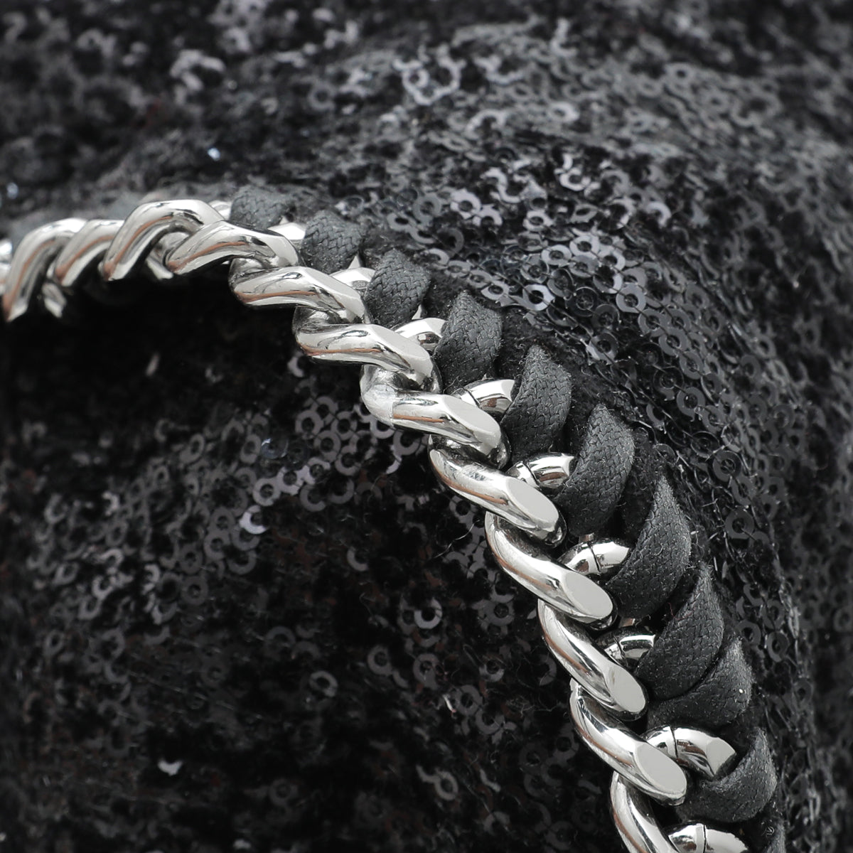 Stella Mccartney Black Velvet Sequins Falabella Tote Bag-Stella Mccartney-THE CLOSET