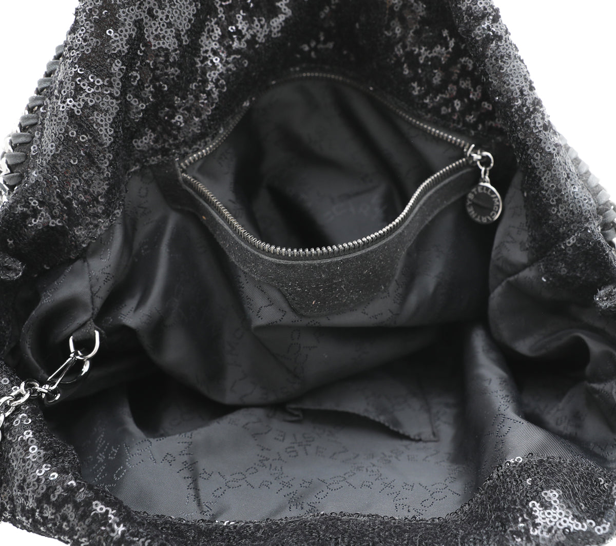 Stella Mccartney Black Velvet Sequins Falabella Tote Bag-Stella Mccartney-THE CLOSET