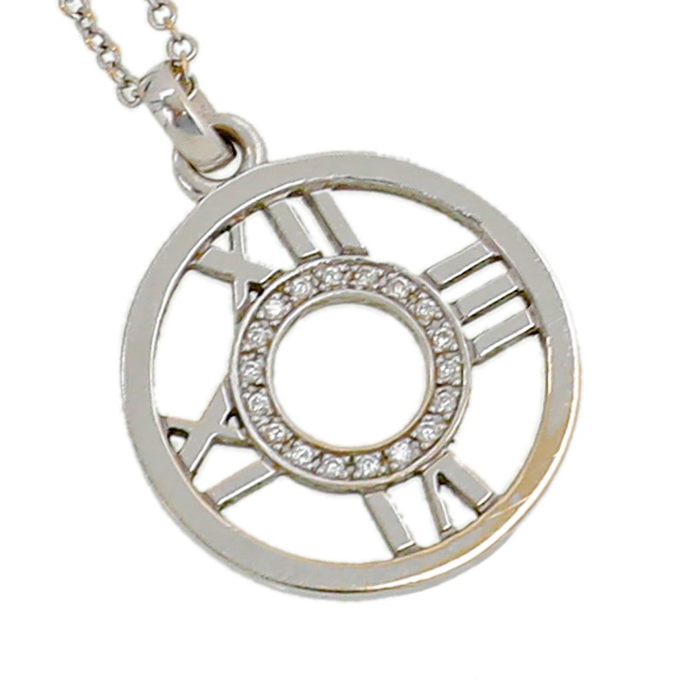 Tiffany & Co 18K White Gold Diamond Atlas Numerical Open Pendant Necklace-Tiffany & Co-THE CLOSET