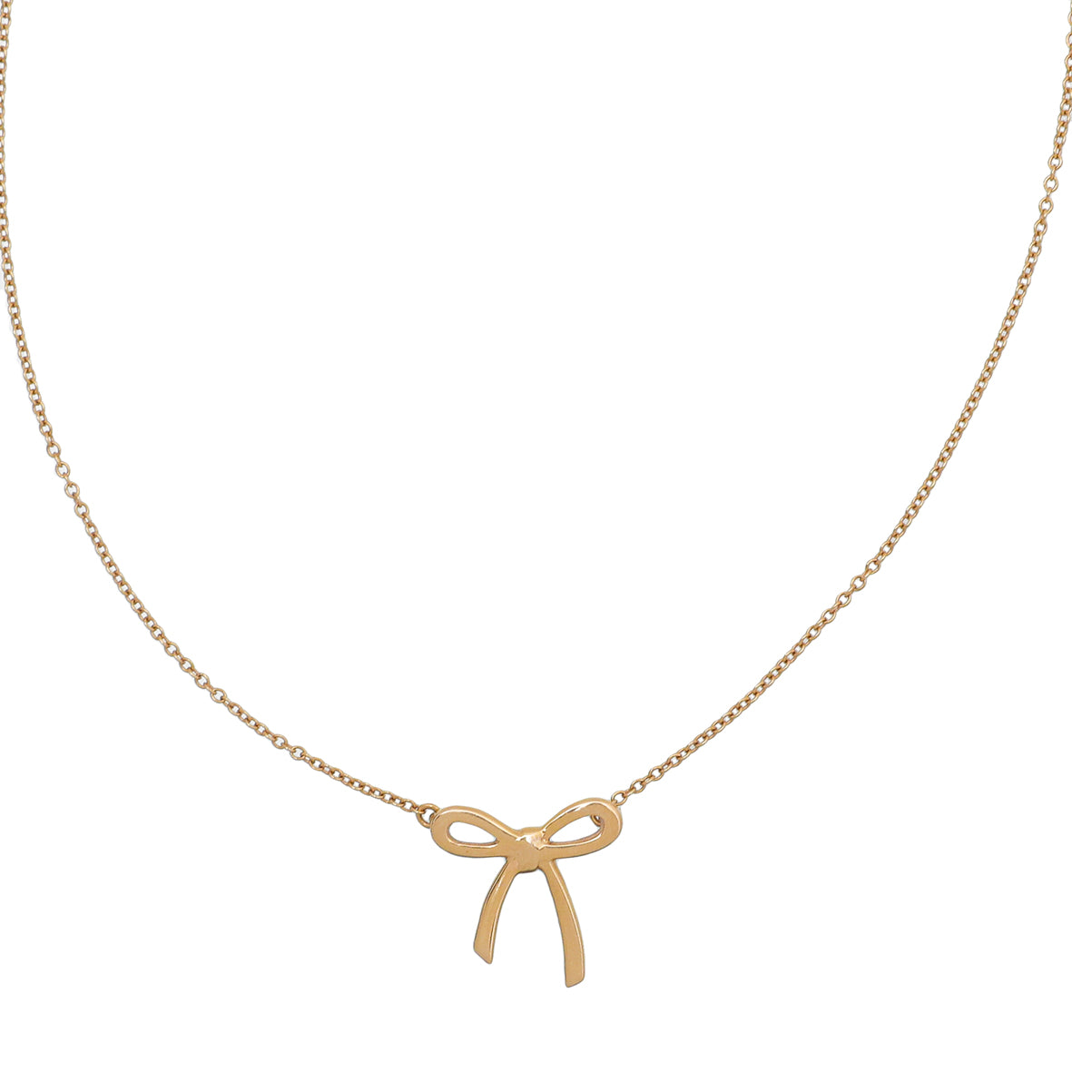 Tiffany & Co 18K Yellow Gold Bow Pendant Necklace