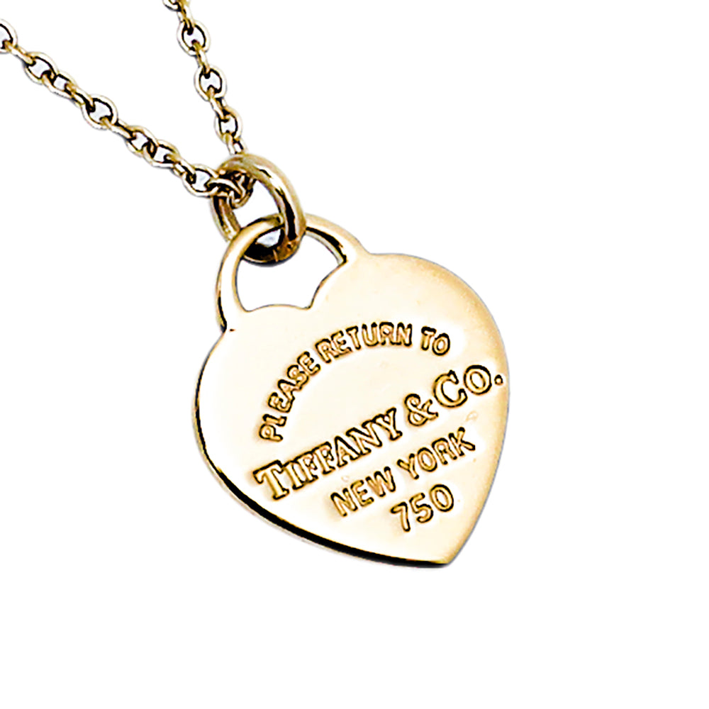 Tiffany & Co 18K Yellow Gold Double Mini Heart Tag Pendant Necklace-Tiffany & Co-THE CLOSET