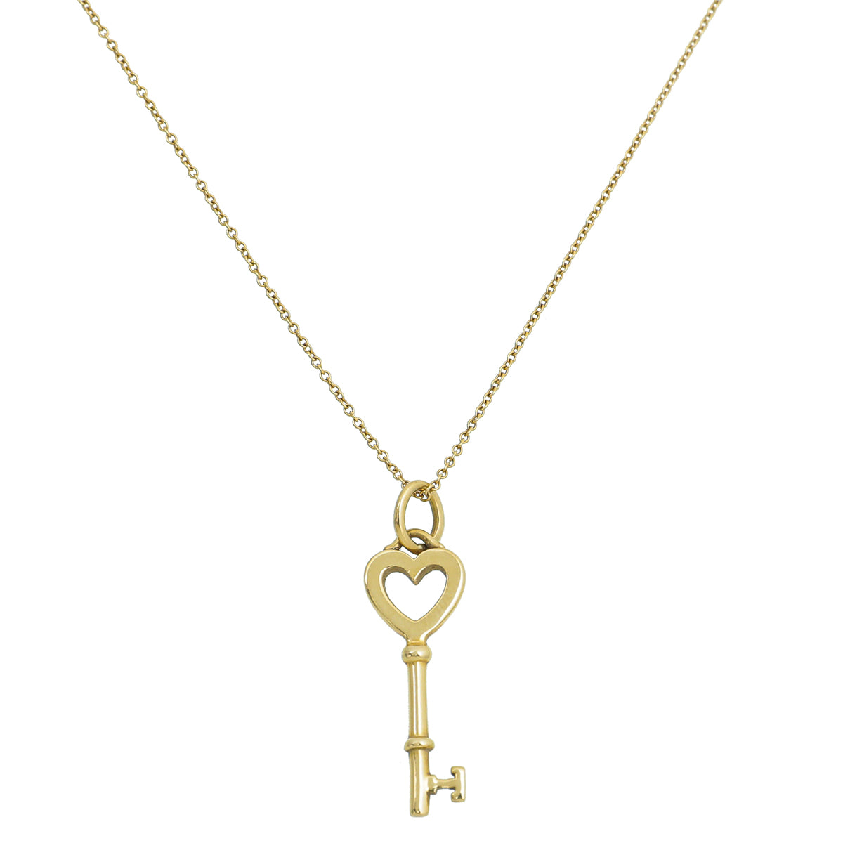 Tiffany & Co 18K Yellow Gold Heart Mini Key Pendant Necklace-Tiffany & Co-THE CLOSET