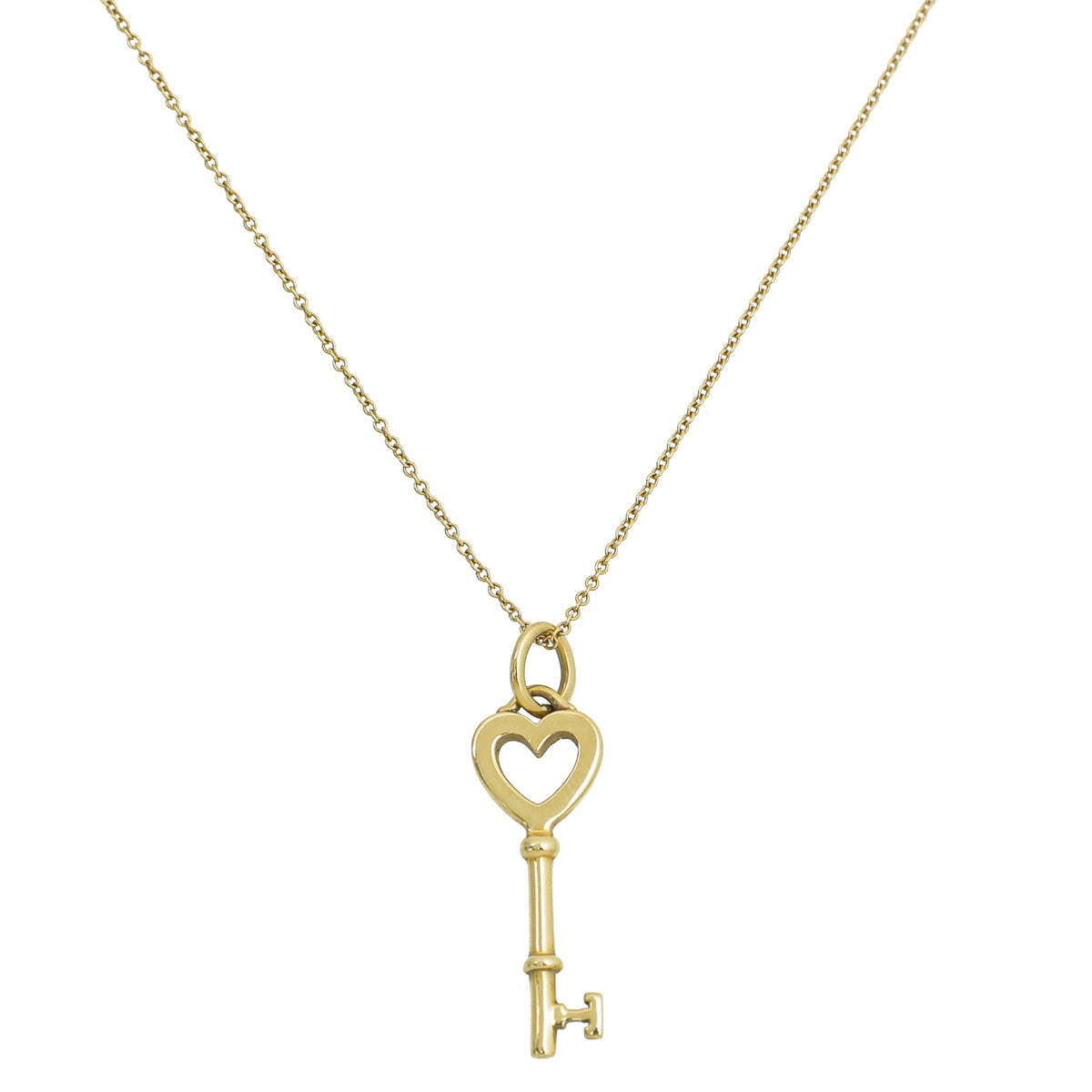 Tiffany & Co 18K Yellow Gold Heart Mini Key Pendant Necklace