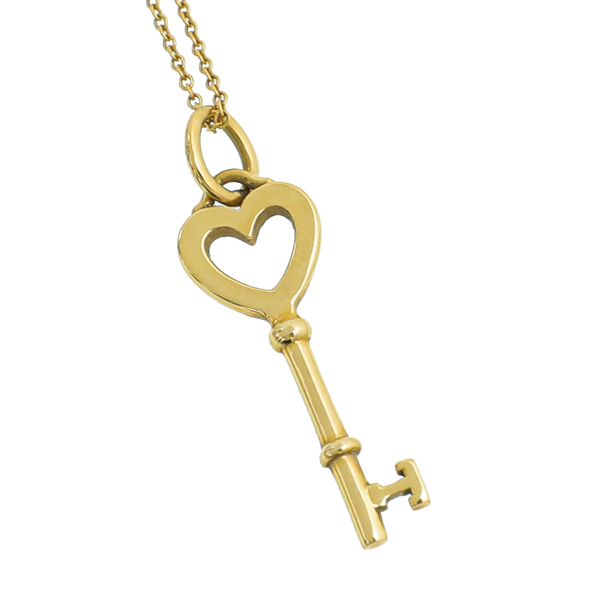 Tiffany & Co 18K Yellow Gold Heart Mini Key Pendant Necklace