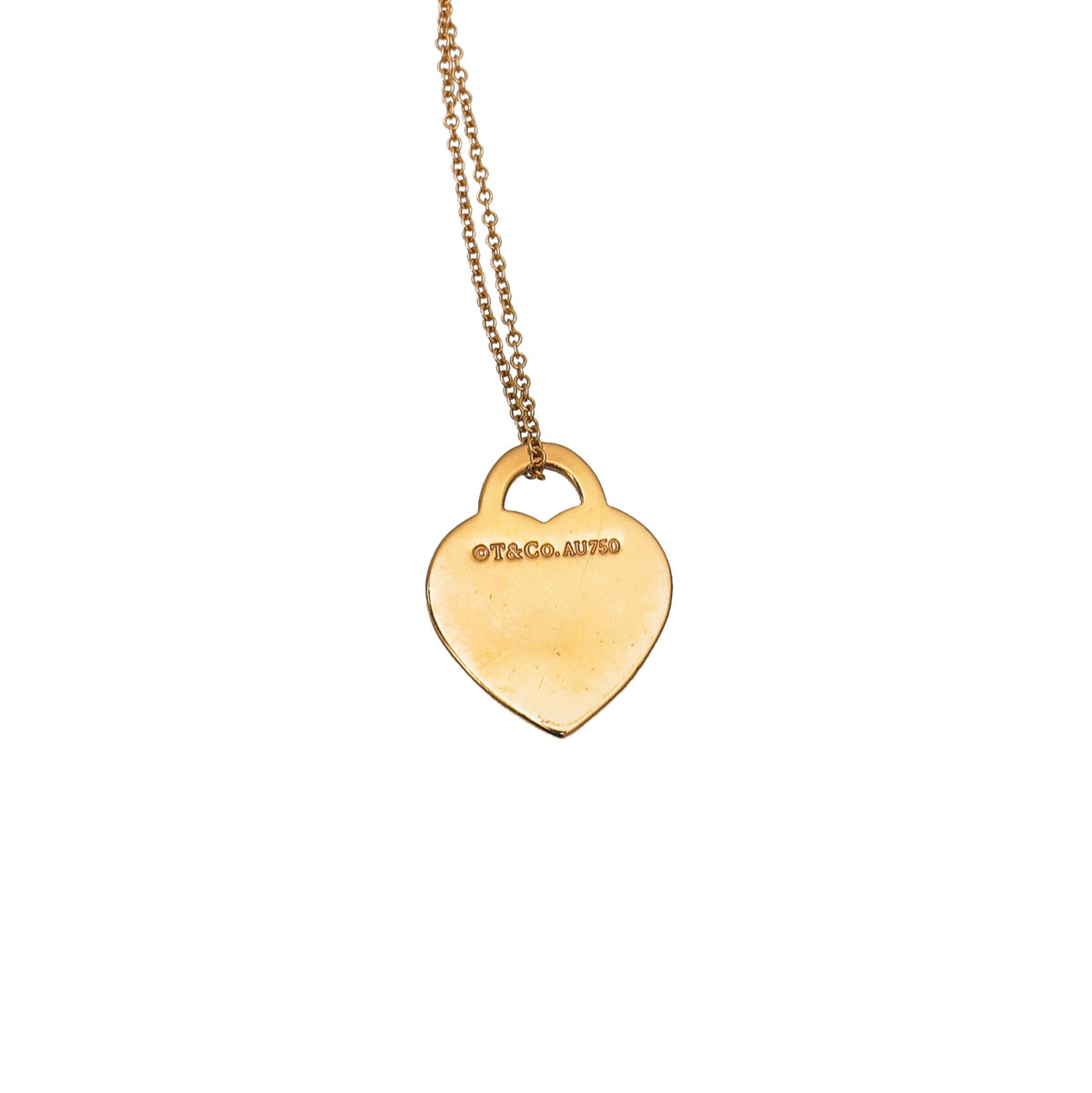 Tiffany & Co 18K Yellow Gold Heart Tag Pendant Necklace