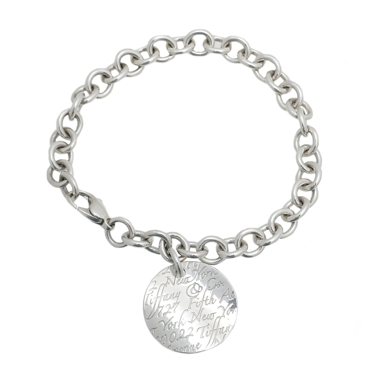 Tiffany & Co Silver Notes Round Tag Link Bracelet-Tiffany & Co-THE CLOSET