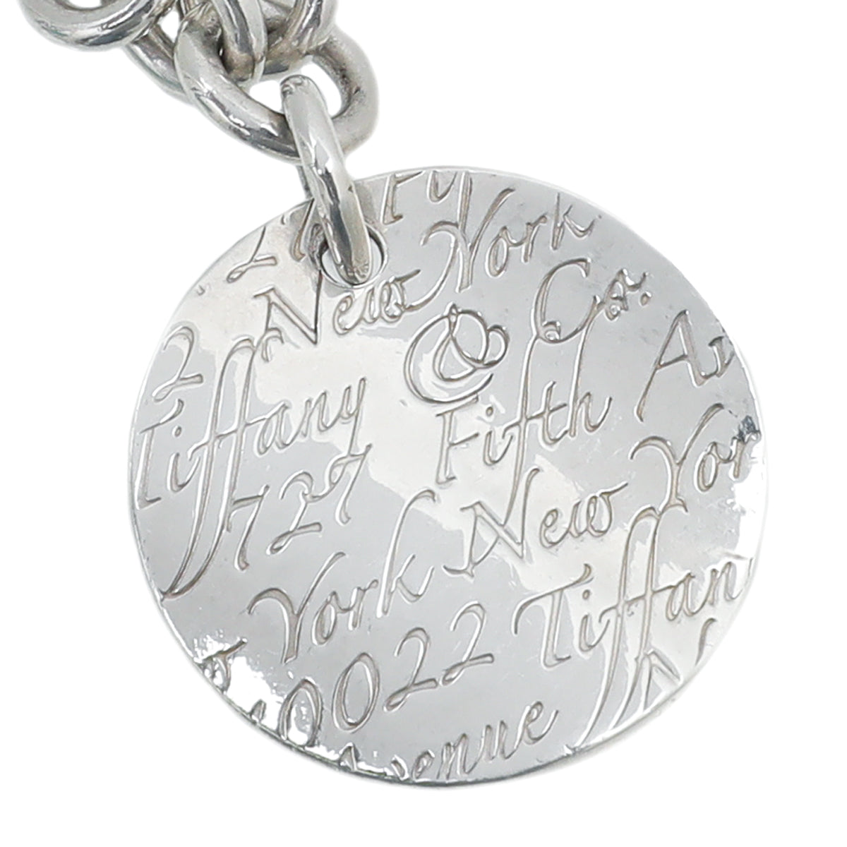 Tiffany & Co Silver Notes Round Tag Link Bracelet-Tiffany & Co-THE CLOSET