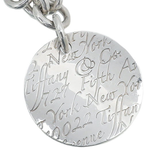 Tiffany & Co Silver Notes Round Tag Link Bracelet