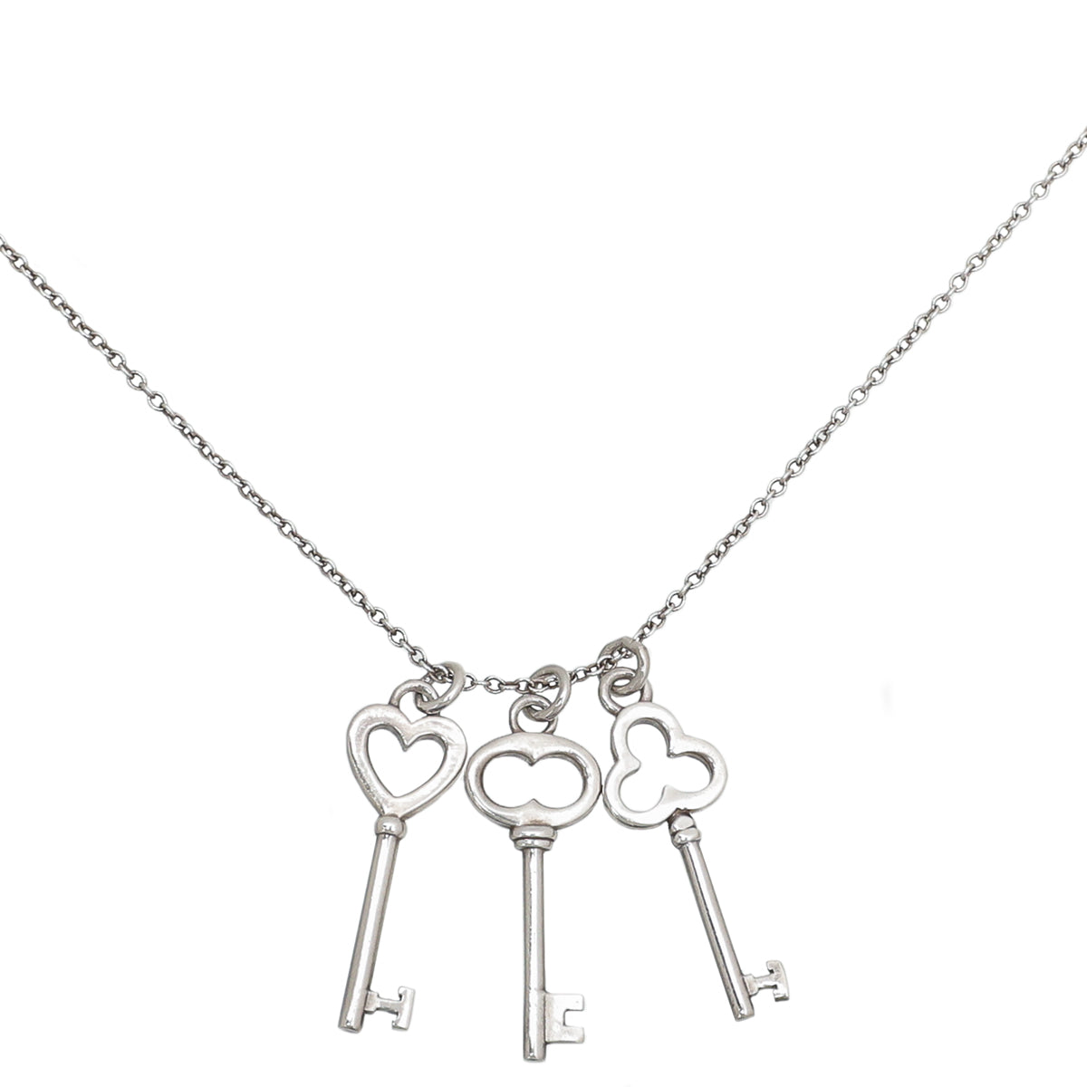 Tiffany & Co Sterling Silver Triple Key Pendant Necklace-Tiffany & Co-THE CLOSET