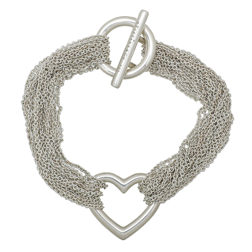 Tiffany & Co Silver Multi-Strand Mesh Heart Bracelet-Tiffany & Co-THE CLOSET
