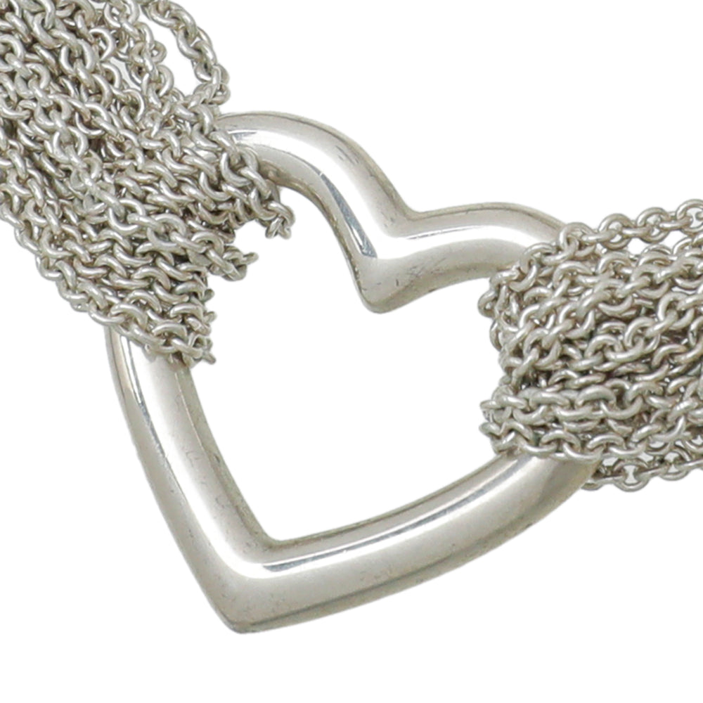 Tiffany & Co Silver Multi-Strand Mesh Heart Bracelet