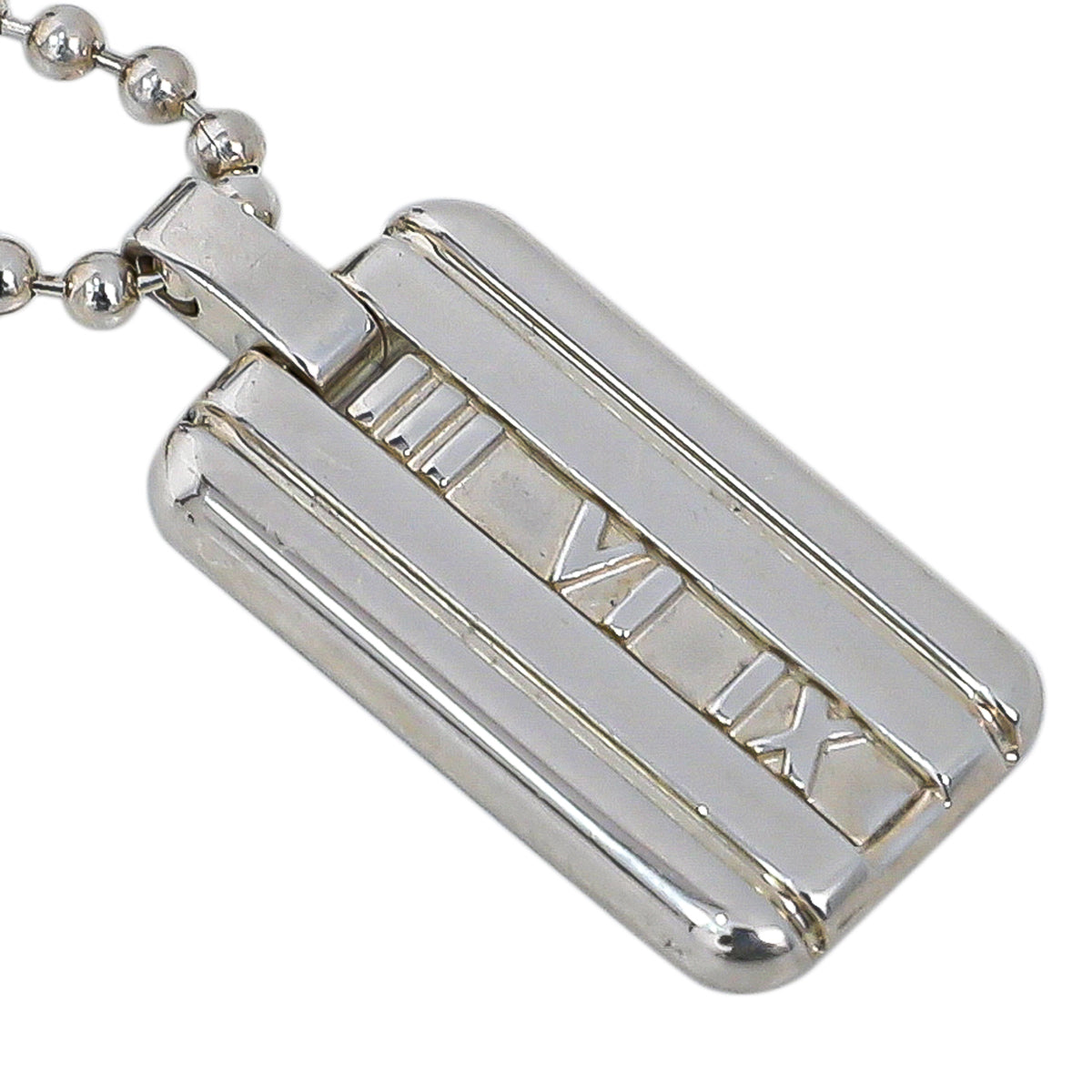 Tiffany & Co Silver Retired Atlas Tag Pendant Necklace-Tiffany & Co-THE CLOSET