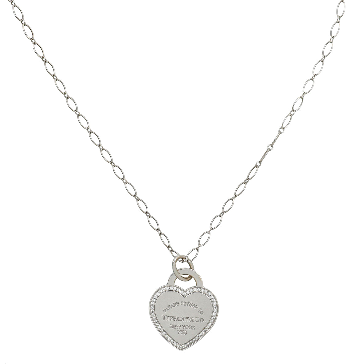 Tiffany & Co 18K White Gold Diamond Return To Tiffany Heart Tag Necklace