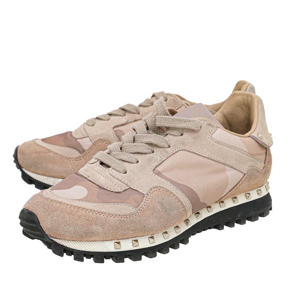 Valentino Dusty Pink Camouflage Rockstud Sneakers 35.5