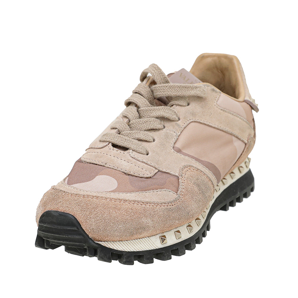 Valentino Dusty Pink Camouflage Rockstud Sneakers 35.5-Valentino-THE CLOSET