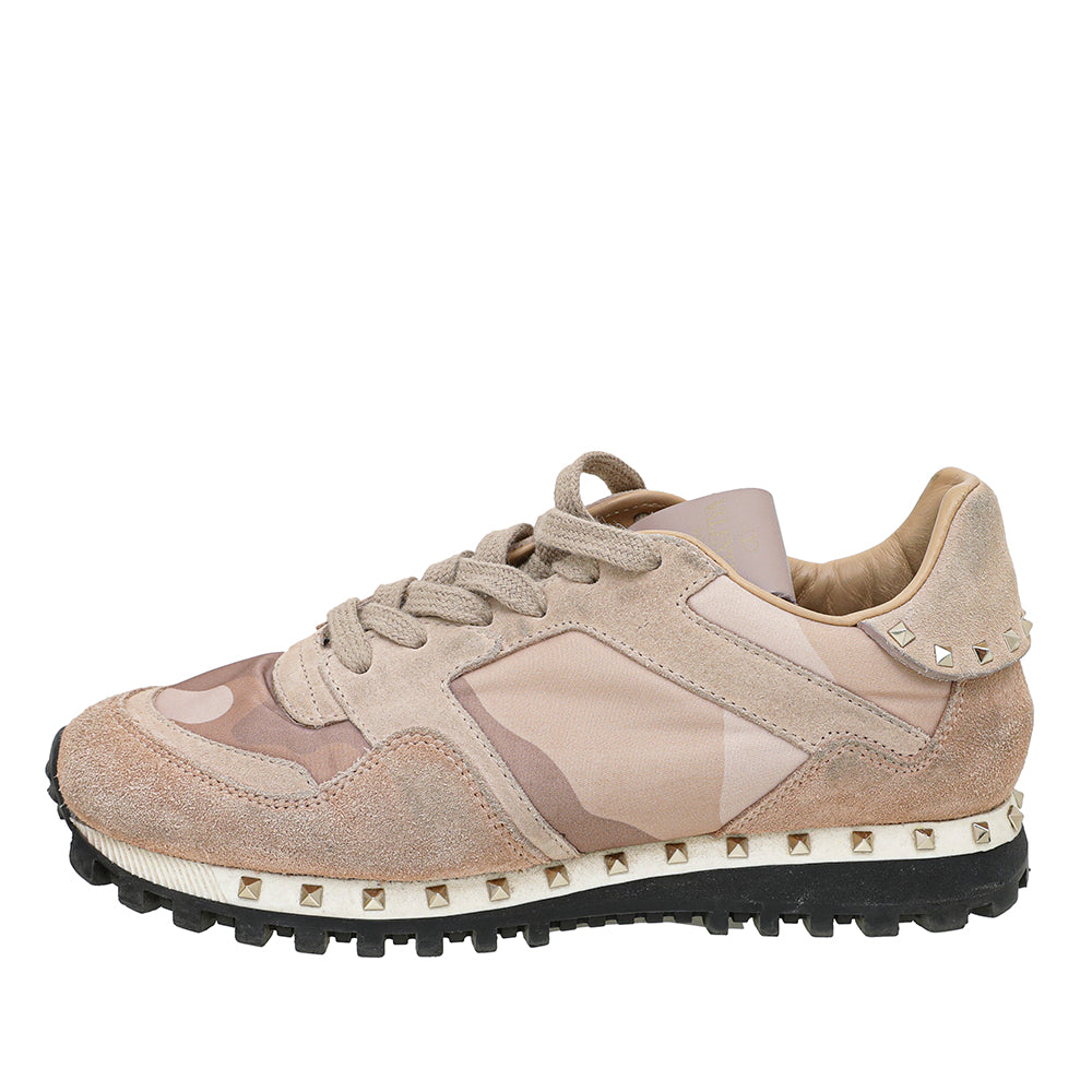 Valentino Dusty Pink Camouflage Rockstud Sneakers 35.5