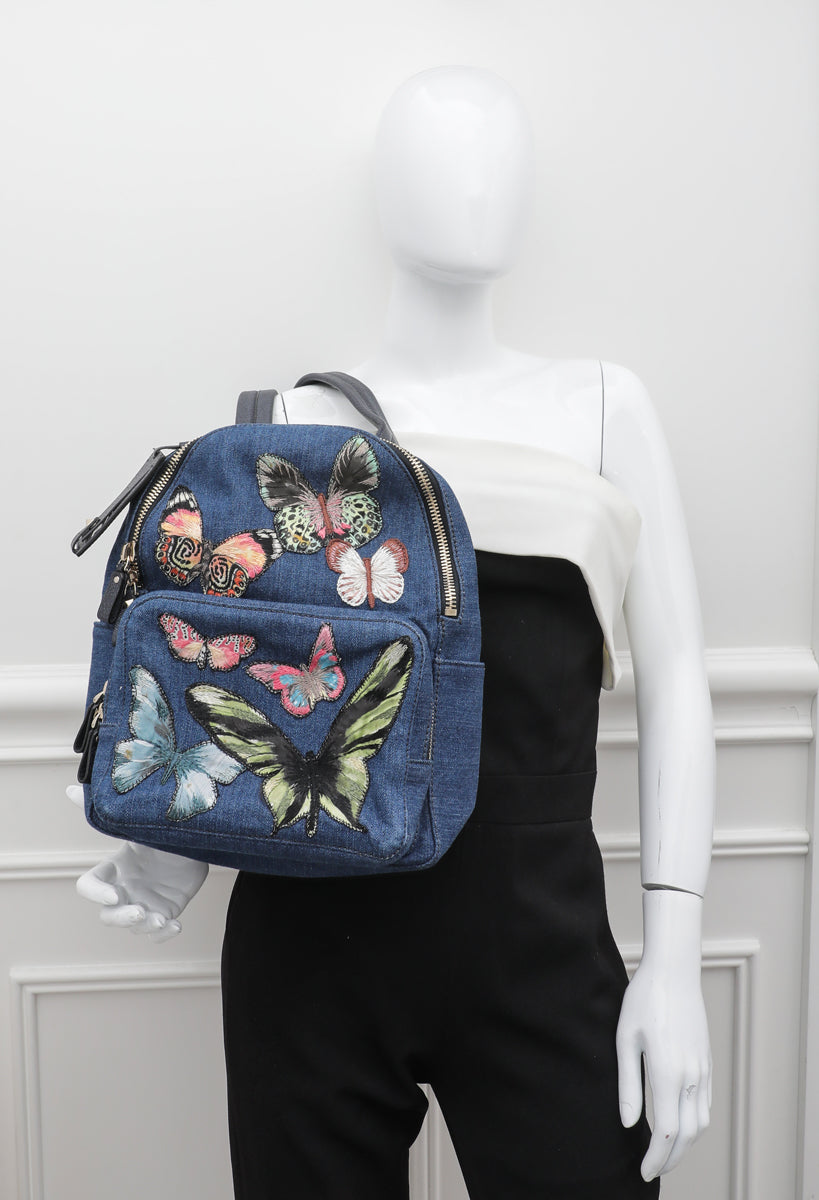 Valentino Blue Denim Butterfly Backpack Bag-Valentino-THE CLOSET