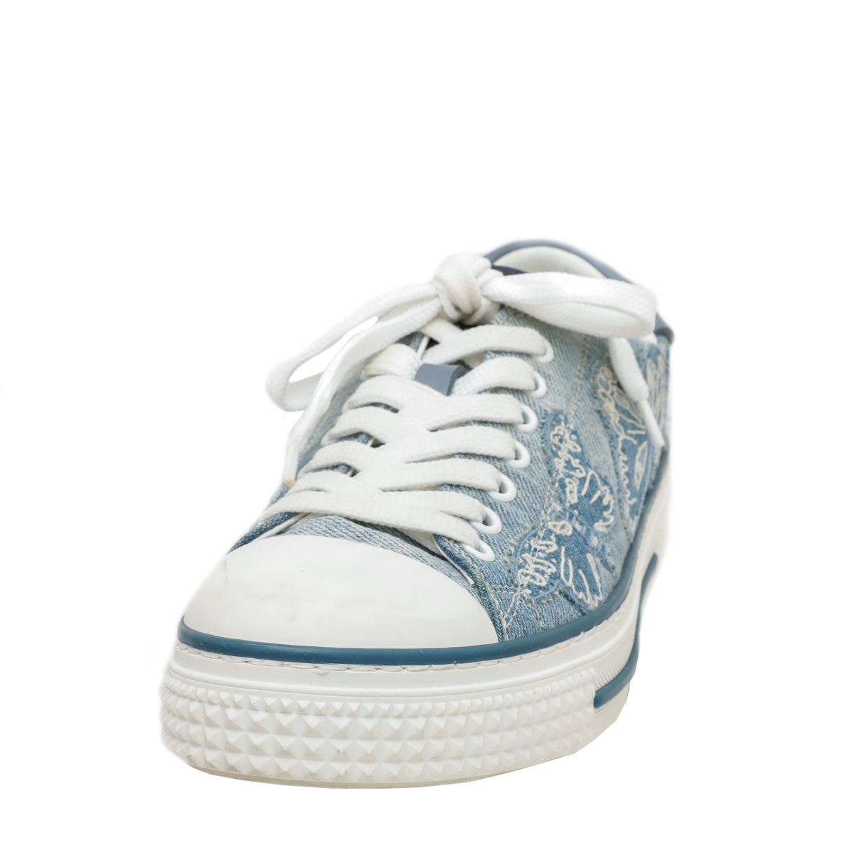 Valentino Blue Denim Butterfly Embroidered Sneakers 37-Valentino-THE CLOSET