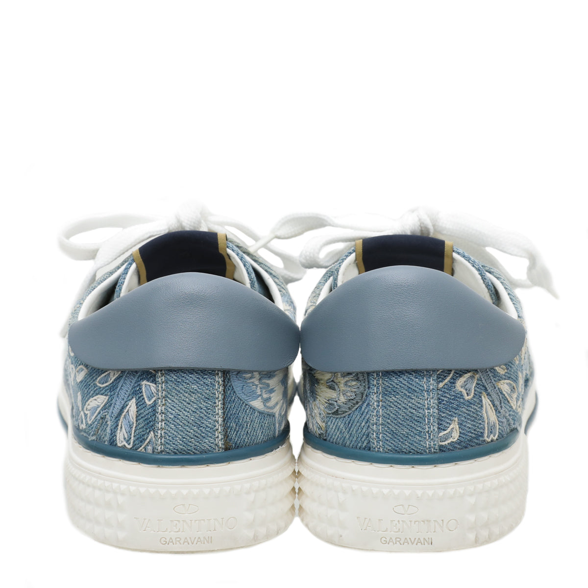 Valentino Blue Denim Butterfly Embroidered Sneakers 37