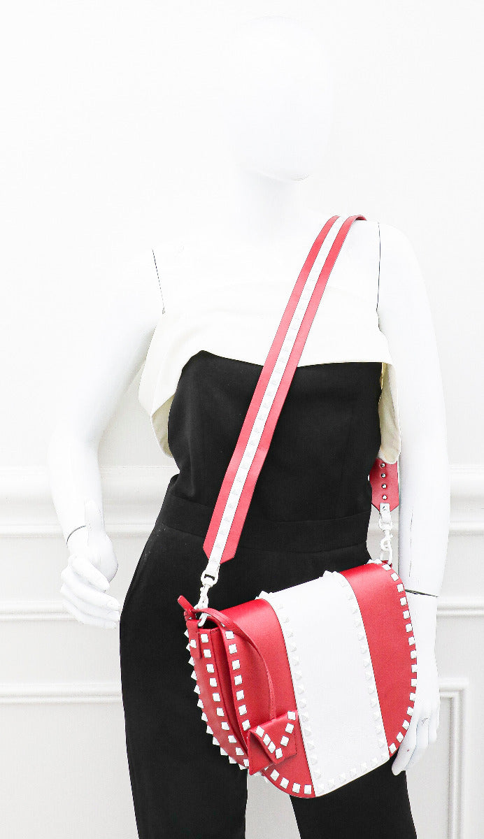 Valentino Bicolor Free Rockstud Halfmoon Saddle Bag-Valentino-THE CLOSET
