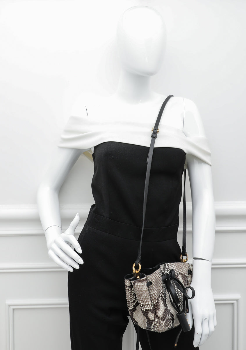 Valentino Bicolor Python Go Logo Bucket Bag-Valentino-THE CLOSET