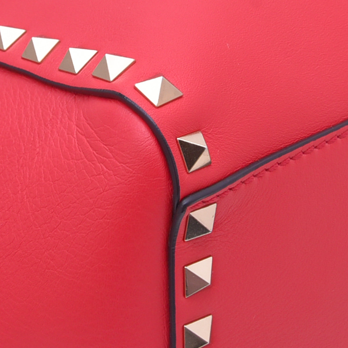 Valentino Red Rockstud Double Handle Tote Bag