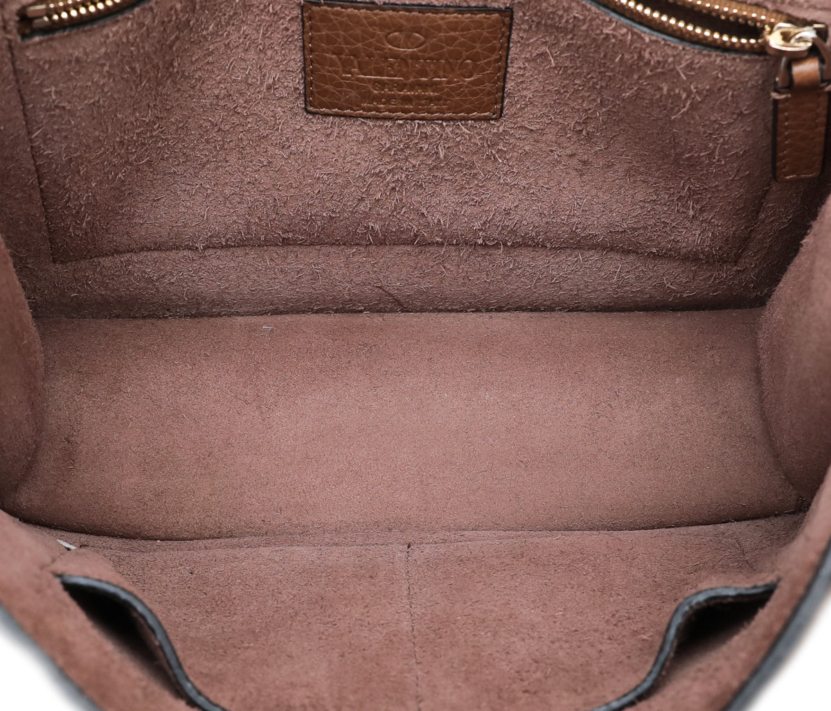 Valentino Brown Rockstud Glam Lock Bag-Valentino-THE CLOSET