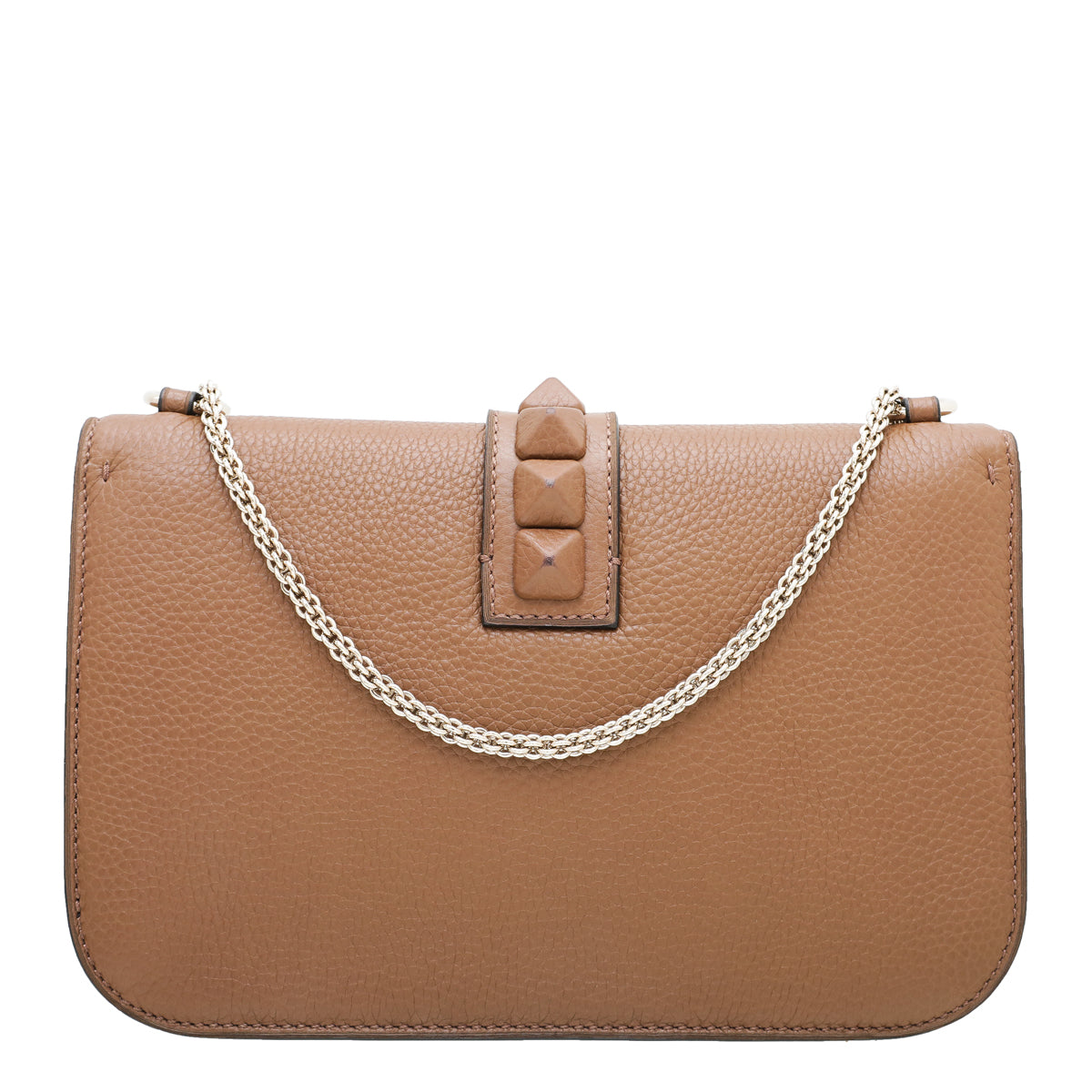 Valentino Brown Rockstud Glam Lock Bag-Valentino-THE CLOSET