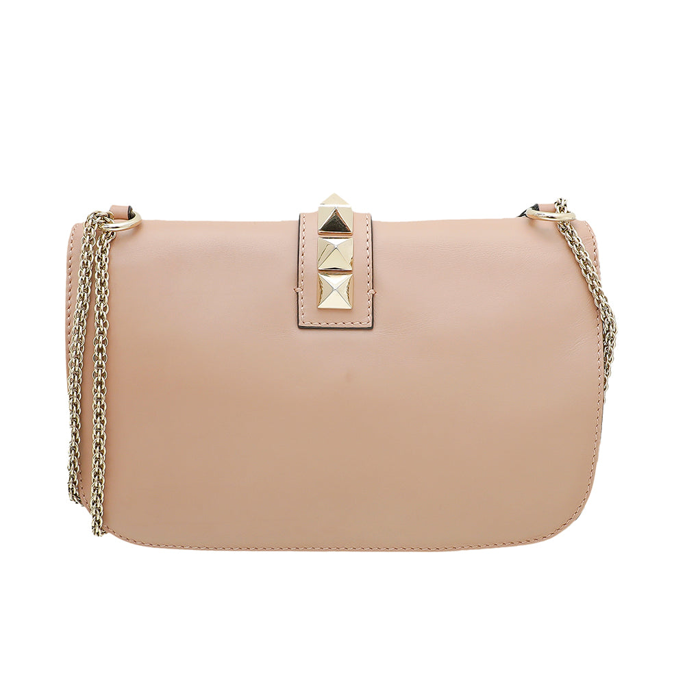 Valentino Nude Rockstud Glam Lock Medium Flap Bag-Valentino-THE CLOSET