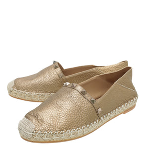 Valentino Metallic Skin Rockstud Espadrille 36