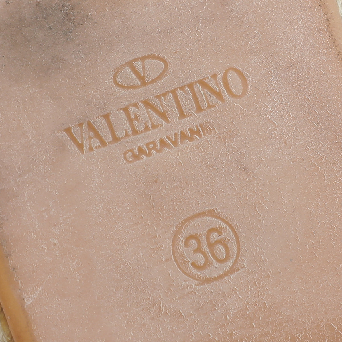 Valentino Metallic Skin Rockstud Espadrille 36