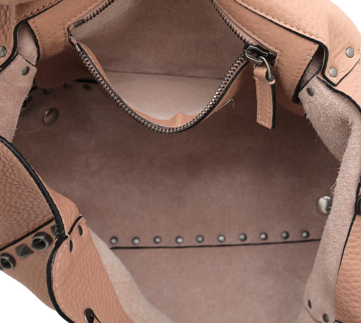 Valentino Blush Rockstud Rolling Small Tote Bag-Valentino-THE CLOSET