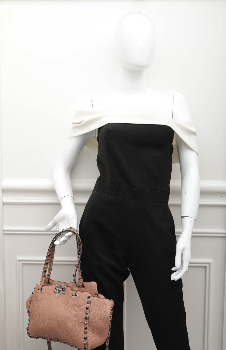 Valentino Blush Rockstud Rolling Small Tote Bag-Valentino-THE CLOSET