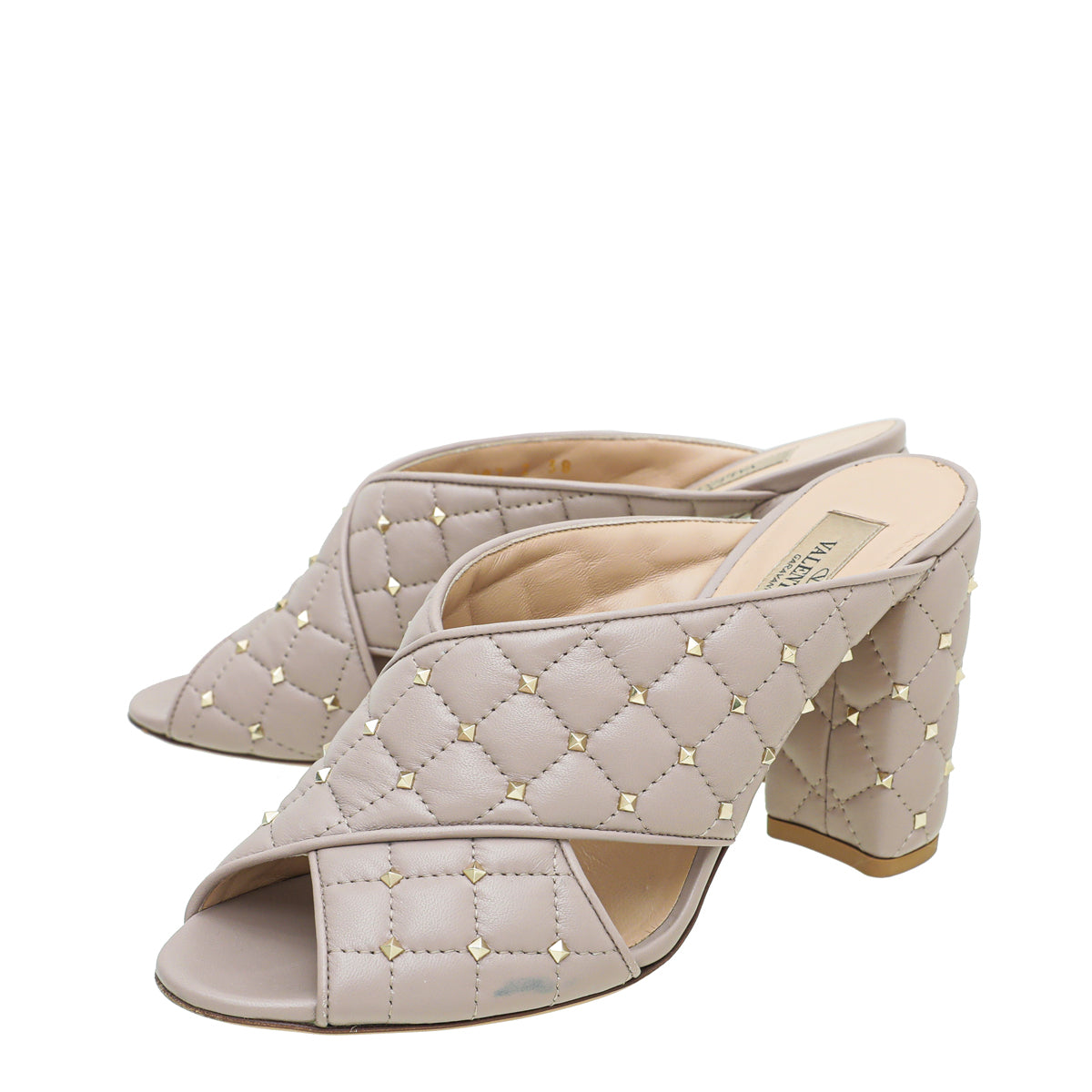 Valentino Poudre Rockstud Spike Crisscross Mules 38-Valentino-THE CLOSET