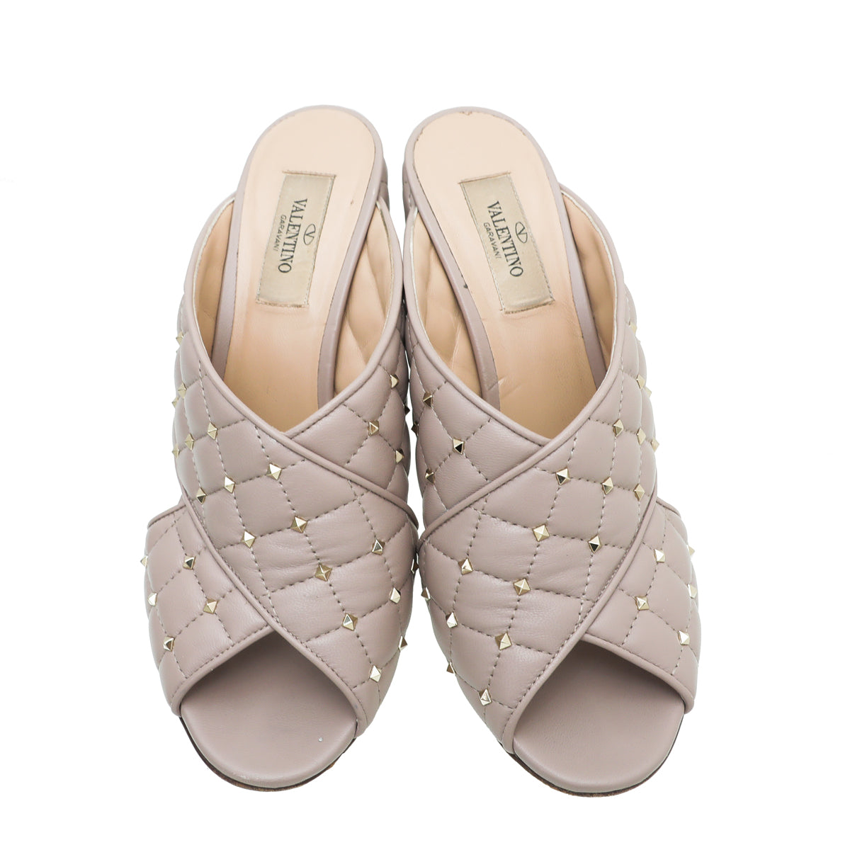 Valentino Poudre Rockstud Spike Crisscross Mules 38-Valentino-THE CLOSET