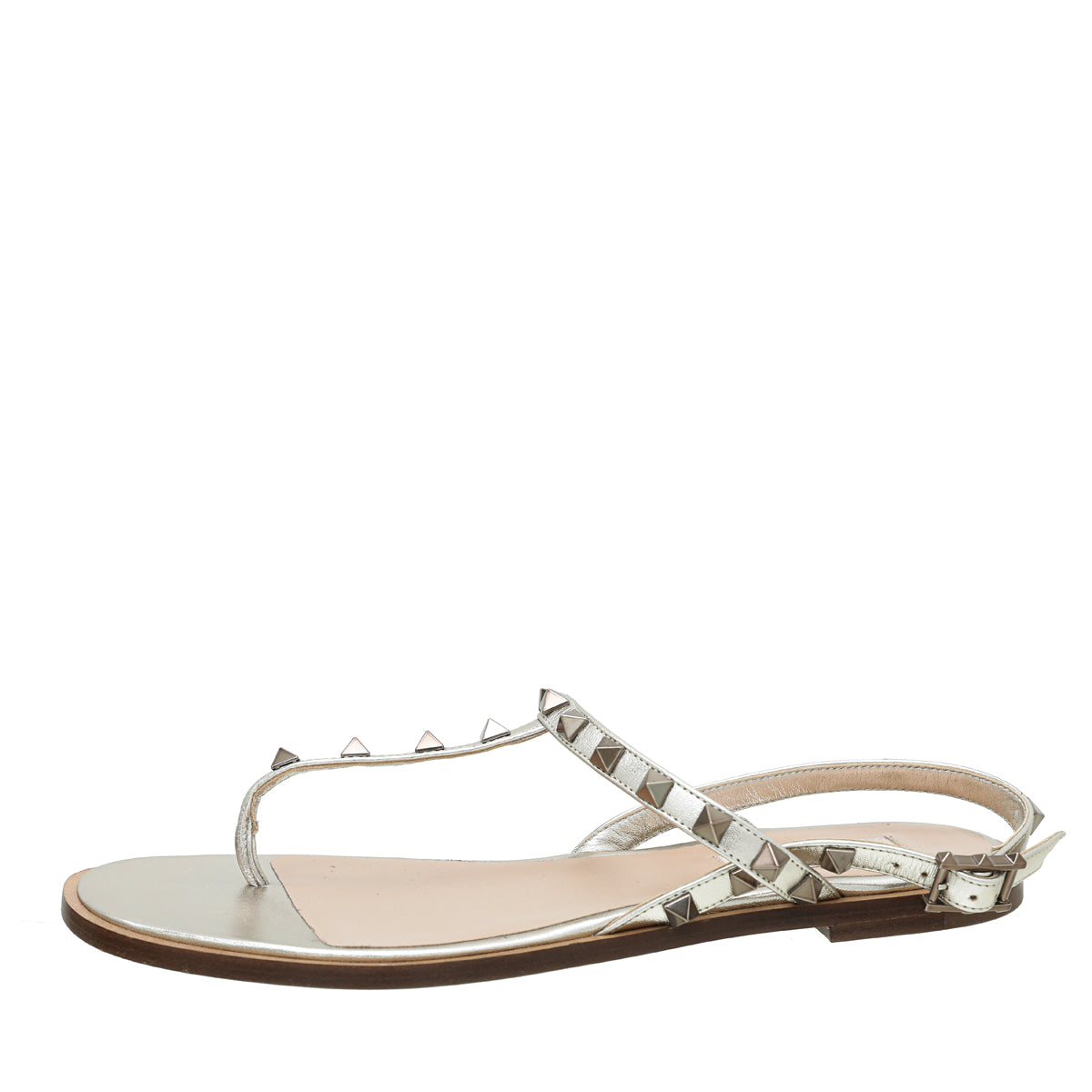 Valentino Skin Rockstud Thong Flat T-Strap Sandal 38-Valentino-THE CLOSET