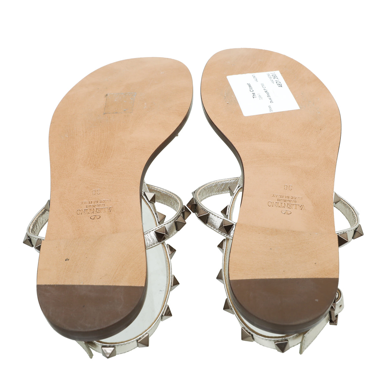 Valentino Skin Rockstud Thong Flat T-Strap Sandal 38-Valentino-THE CLOSET