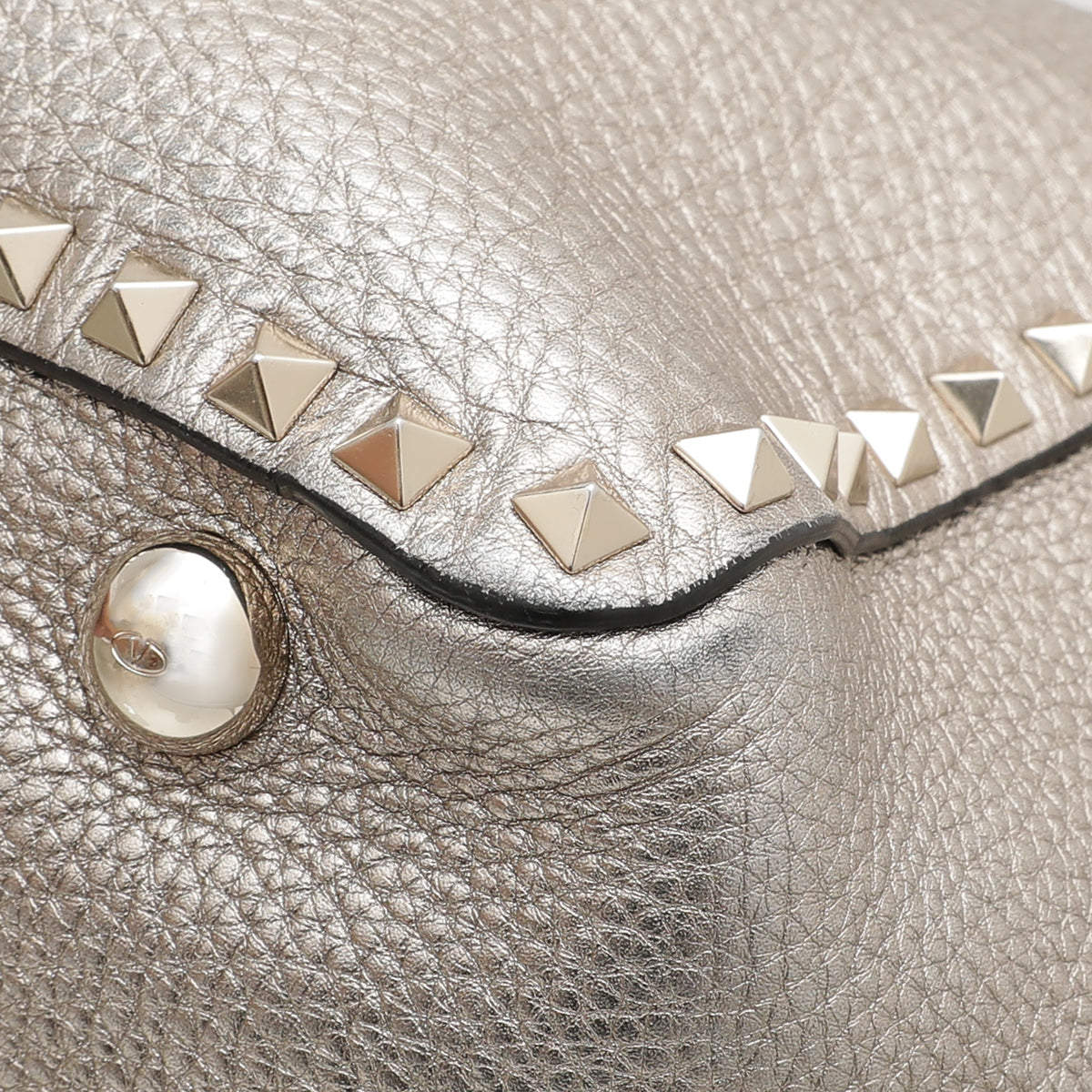 Valentino Champagne Vitello Rockstud Medium tote Bag-Valentino-THE CLOSET