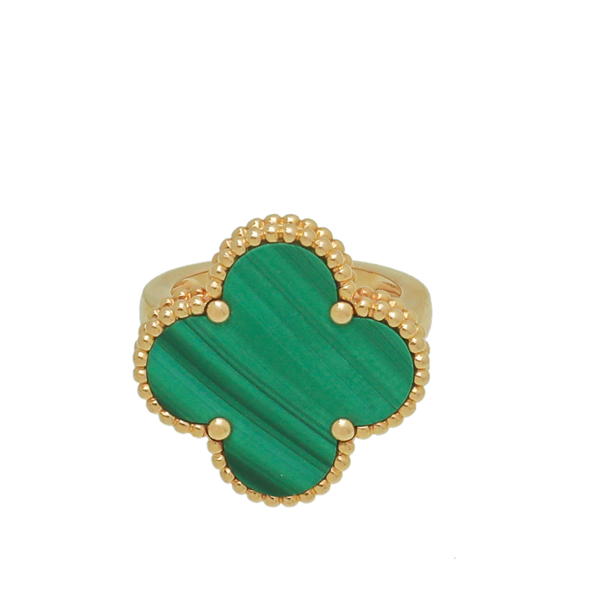 Van Cleef & Arpels 18K Yellow Gold Malachite Magic Alhambra Ring 50-Van Cleef & Arpels-THE CLOSET