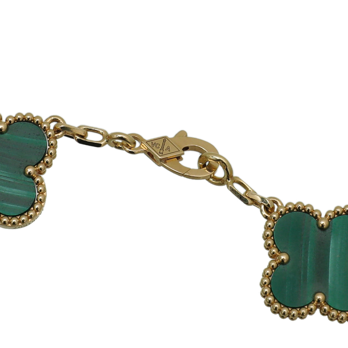 Vintage Alhambra bracelet, 5 motifs 18K yellow gold, Diamond, Malachite - Van  Cleef & Arpels