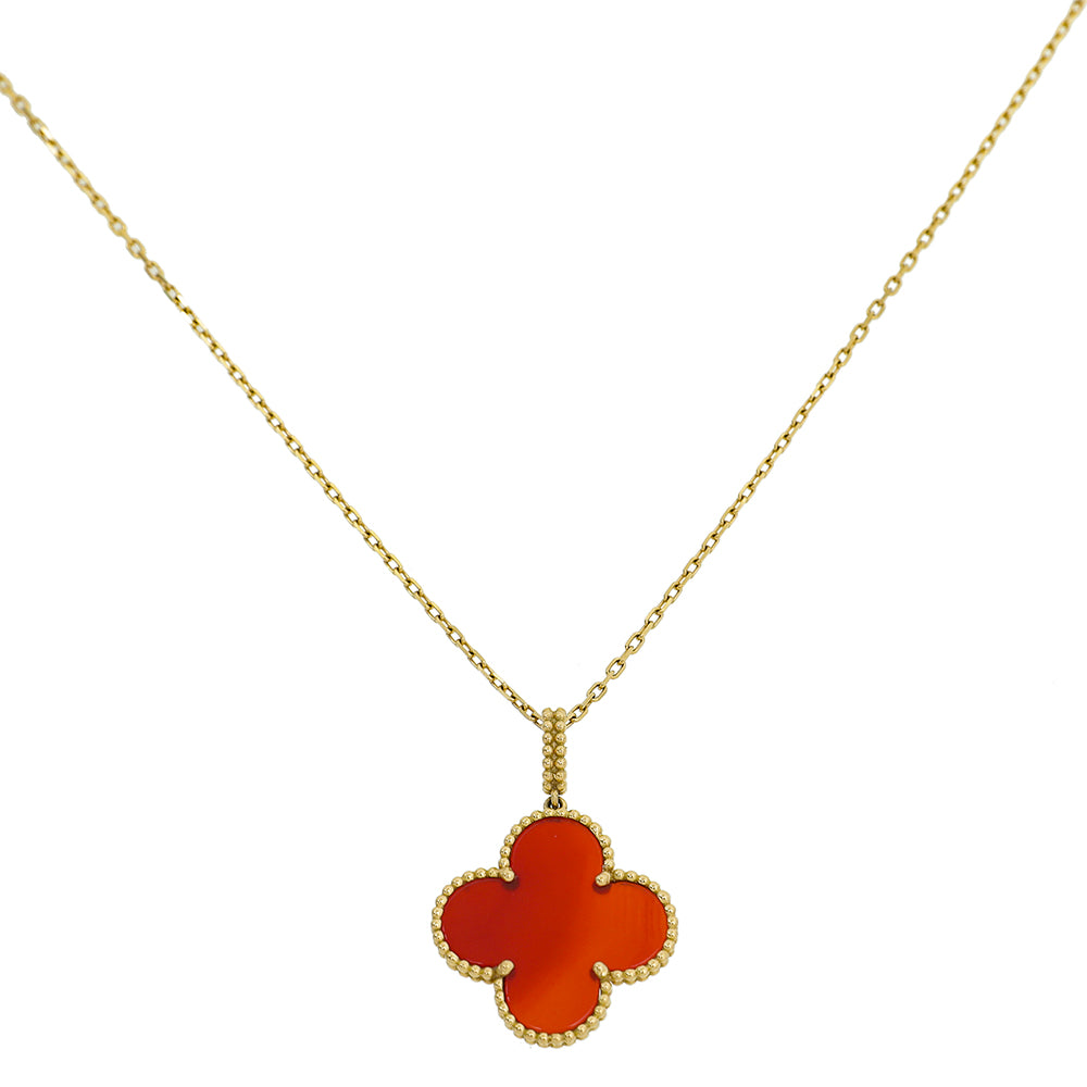Van Cleef & Arpels 18K Yellow Gold Carnelian Magic Alhambra Necklace-Van Cleef & Arpels-THE CLOSET