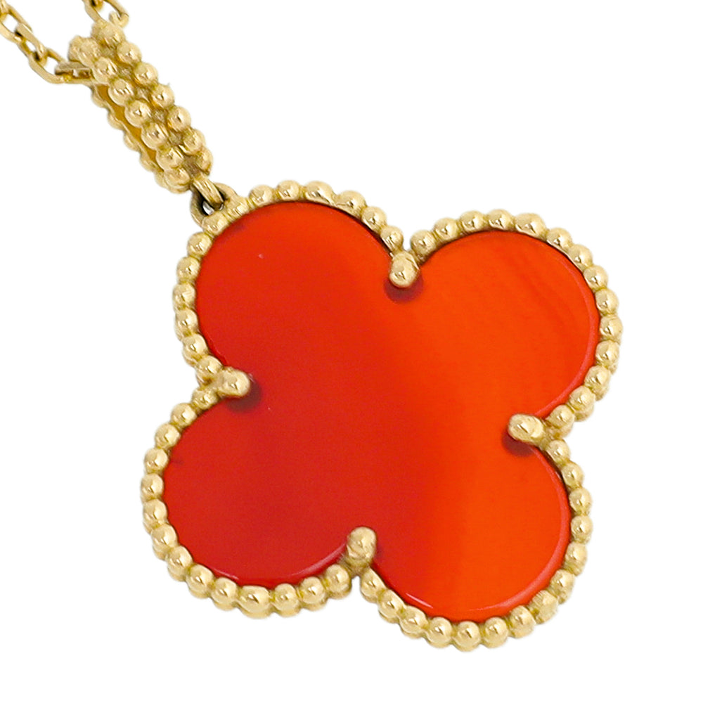 Van Cleef & Arpels 18K Yellow Gold Carnelian Magic Alhambra Necklace-Van Cleef & Arpels-THE CLOSET