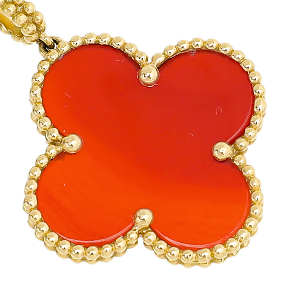 Van Cleef & Arpels 18K Yellow Gold Carnelian Magic Alhambra Necklace-Van Cleef & Arpels-THE CLOSET
