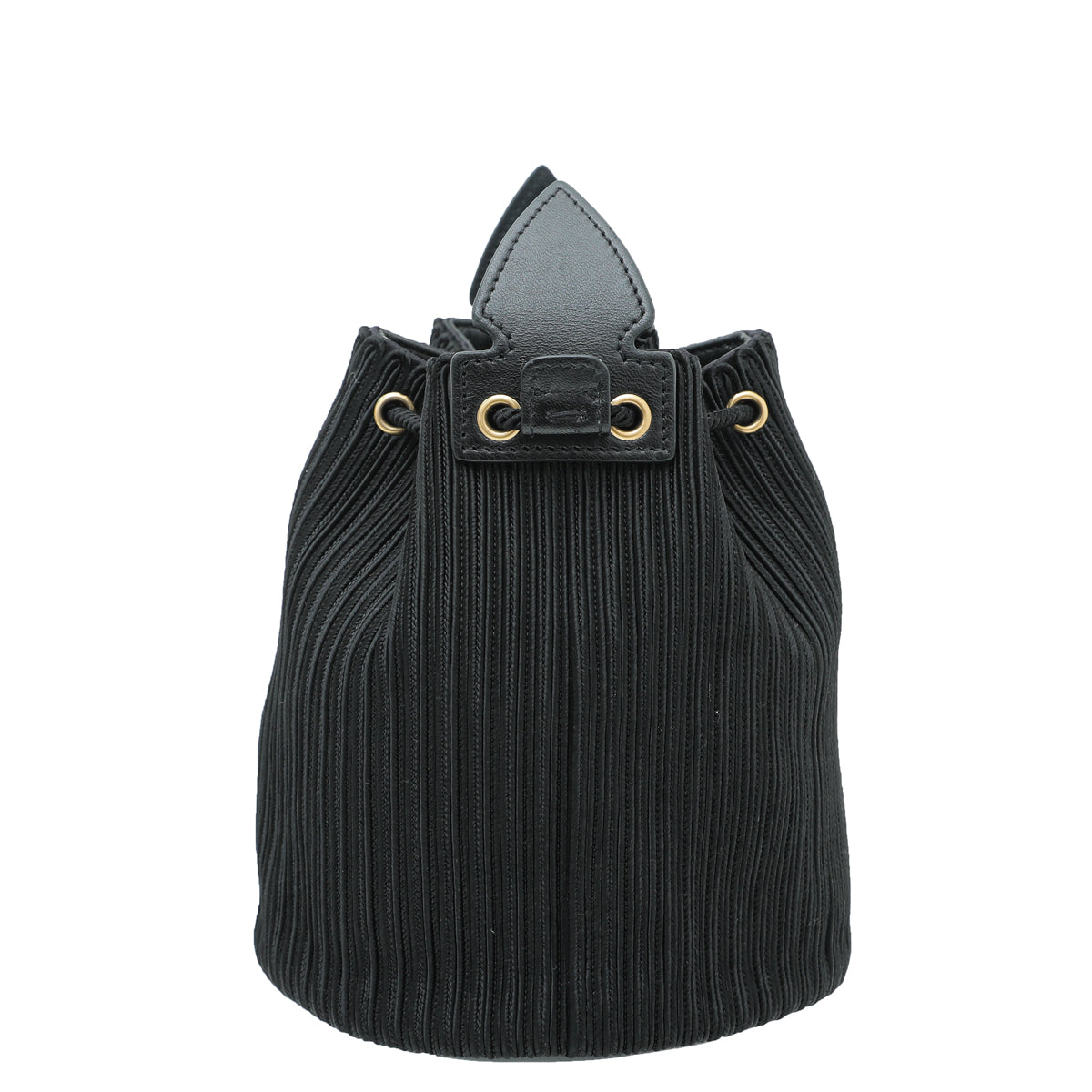 YSL Black Anja Embroidered Bucket Small Bag