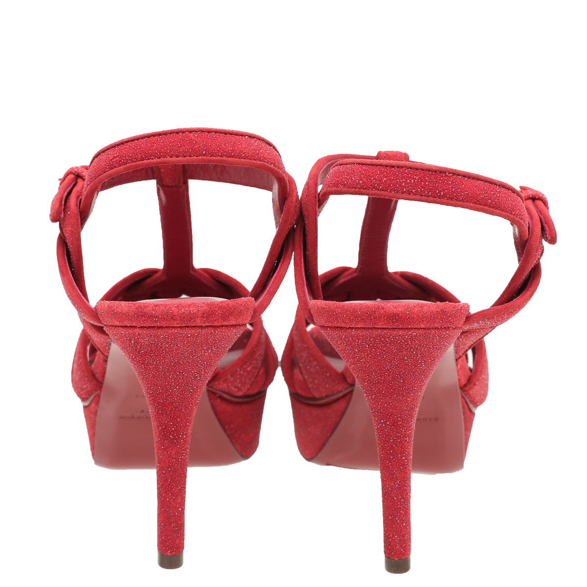 YSL Red Suede & Glitter Tribute Mid Heel 36-YSL-THE CLOSET