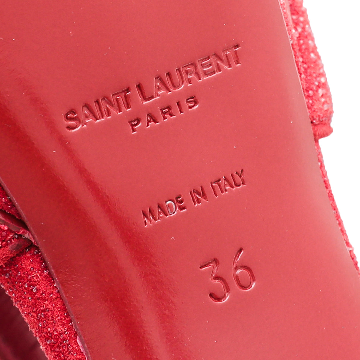 YSL Red Suede & Glitter Tribute Mid Heel 36-YSL-THE CLOSET