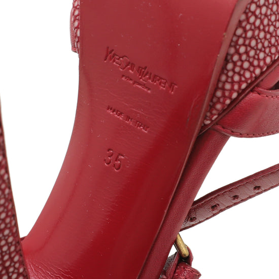 Ysl Red Stingary Bubeo Platform Sandal 35