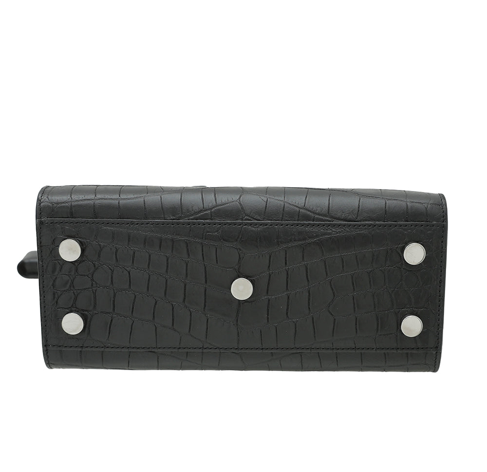 YSL Black Croc Embossed Sac De Jour Bag-YSL-THE CLOSET